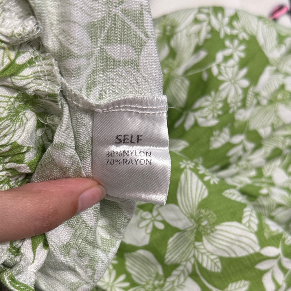 NWT Cotton Bleu Boutique Green Floral Print High Waist Pants Summer Resort - Picture 6 of 6